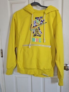 Nike Men’s Bright Yellow Hoodie with Colorful Logo